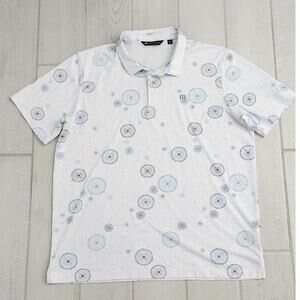 Travis Mathew Golf Shirt Polo Men's XXL 2XL Performance Premier Print Blue Gray